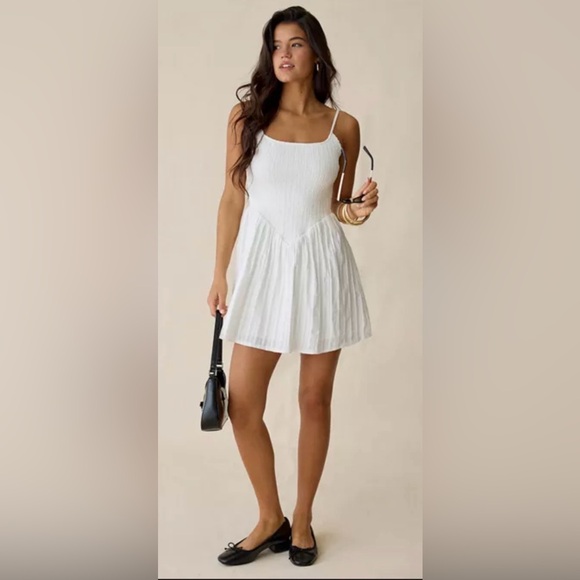 Urban Outfitters Dresses & Skirts - Urban Outfitters Smocked Mini Dress White Babydoll Festival Resort Vacation ,L
